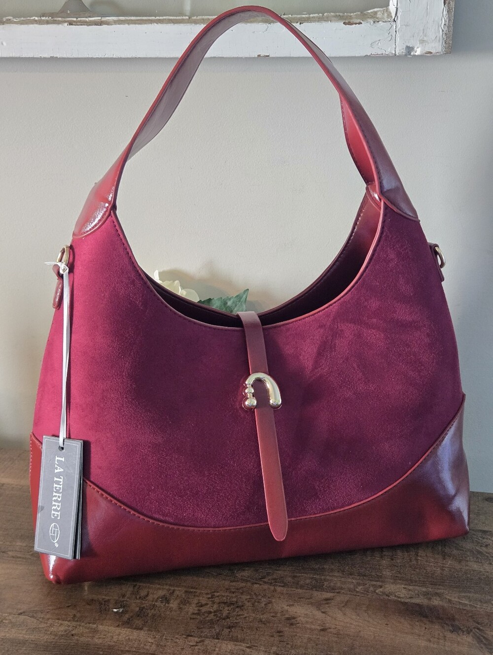 NWT Shoulder Bag by LA Terre - No Strap Wine Burgandy